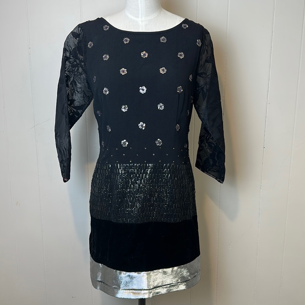 Tracy Reese metallic lace mini dress